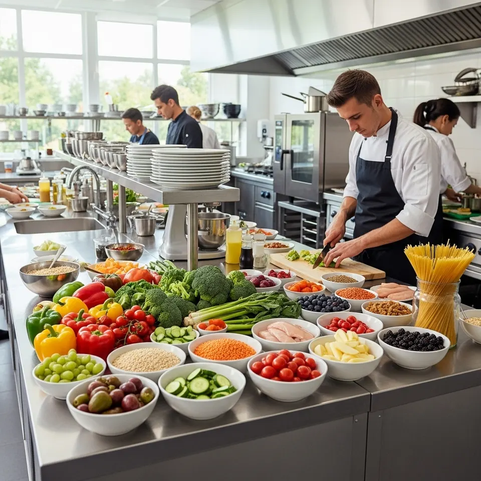 Fresh nutritious meals being prepared